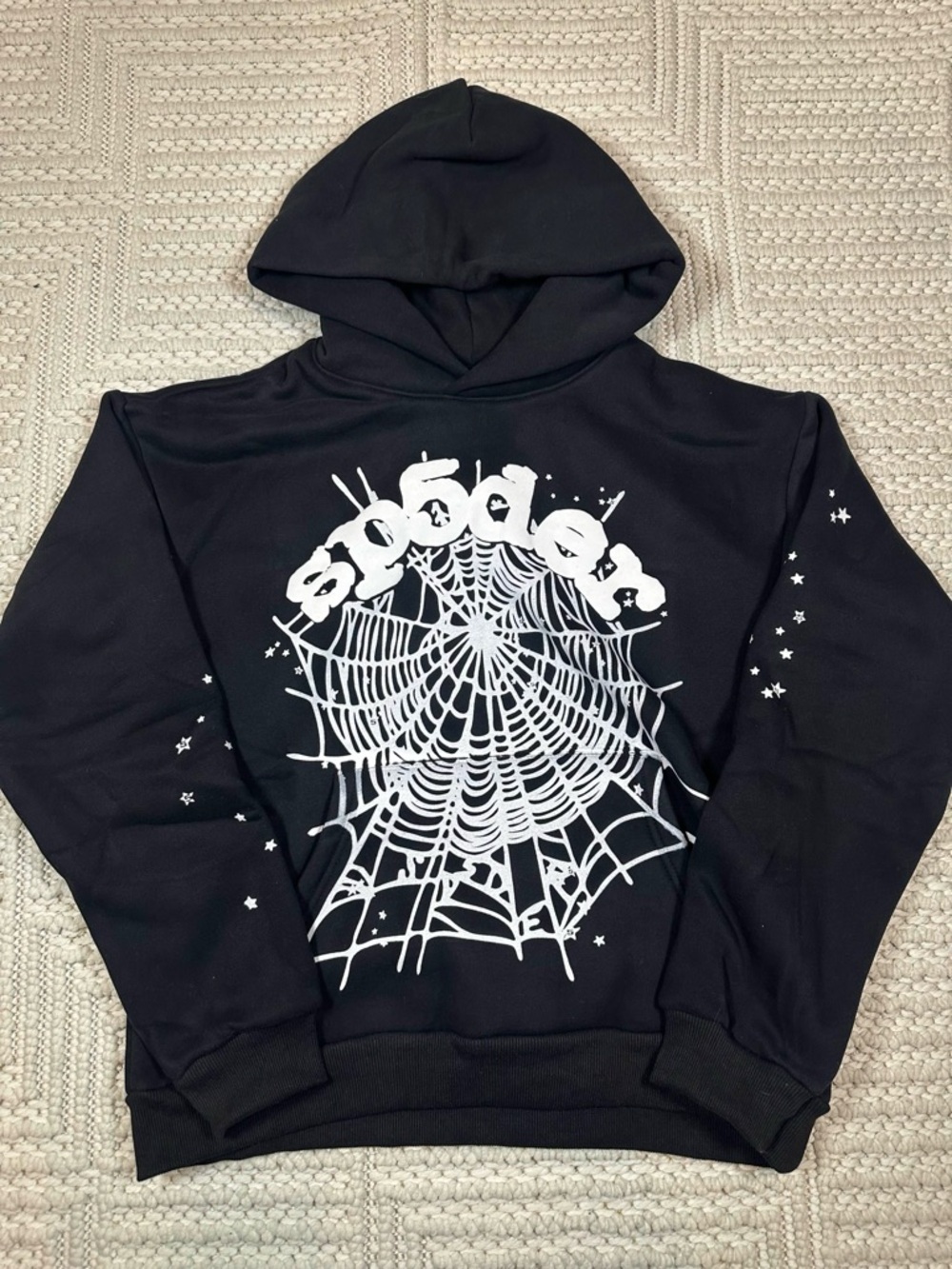 Men's Black Spiderweb Graphic Hoodie Sweatshirt